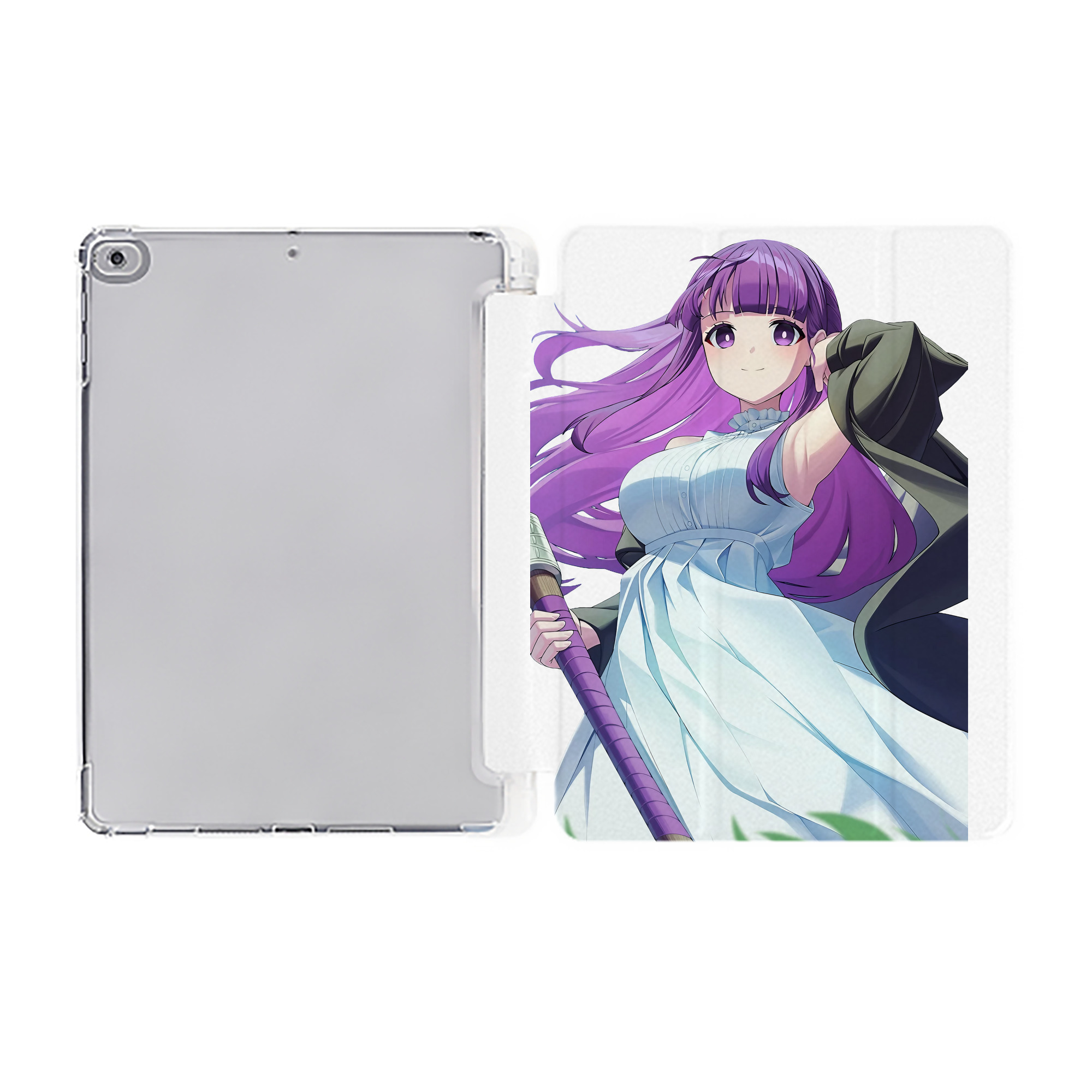 （画像用） 葬送のフリーレン Frieren IPad ケース ペン収納付き 三つ折りスタンド PUレザー×シリコン 対応機種9.5/10.5/10.9インチ